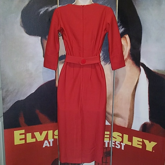 Tatyana Vickie Red RockABilly Pencil Dress Pinup - Picture 6 of 8